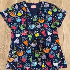 Cupcake Pattern Scrub Top